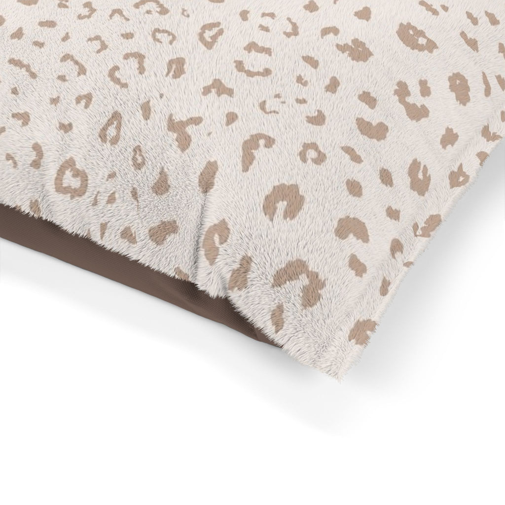 Luxury Neutral Leopard Print Pet Bed - Plush Cozy Cushion for Dogs & Cats