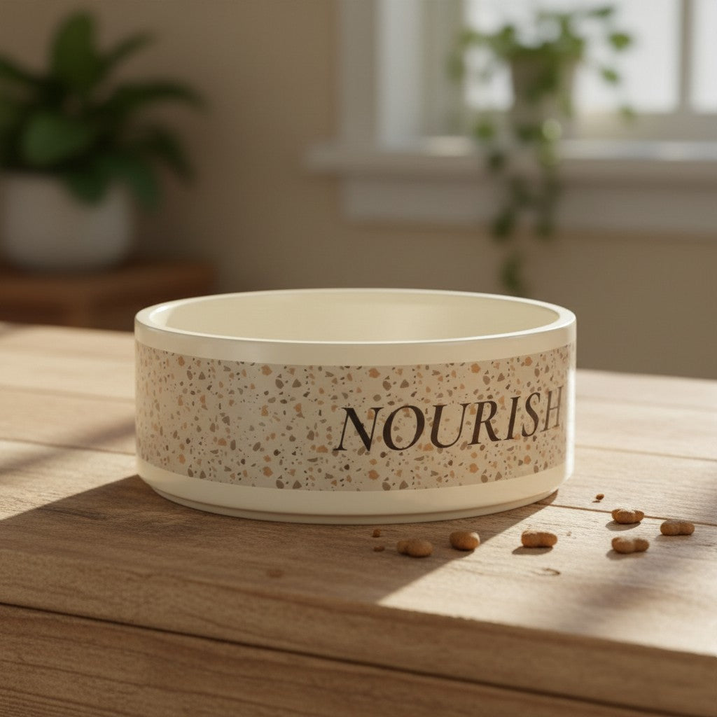 NOURISH Ritual Bowl Ivoor Terrazzo'— Dog & Cat Feeding Dish
