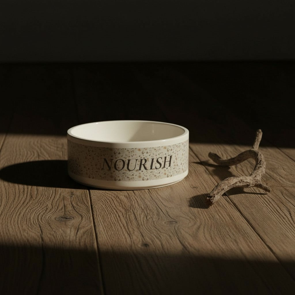 NOURISH Ritual Bowl Ivoor Terrazzo'— Dog & Cat Feeding Dish