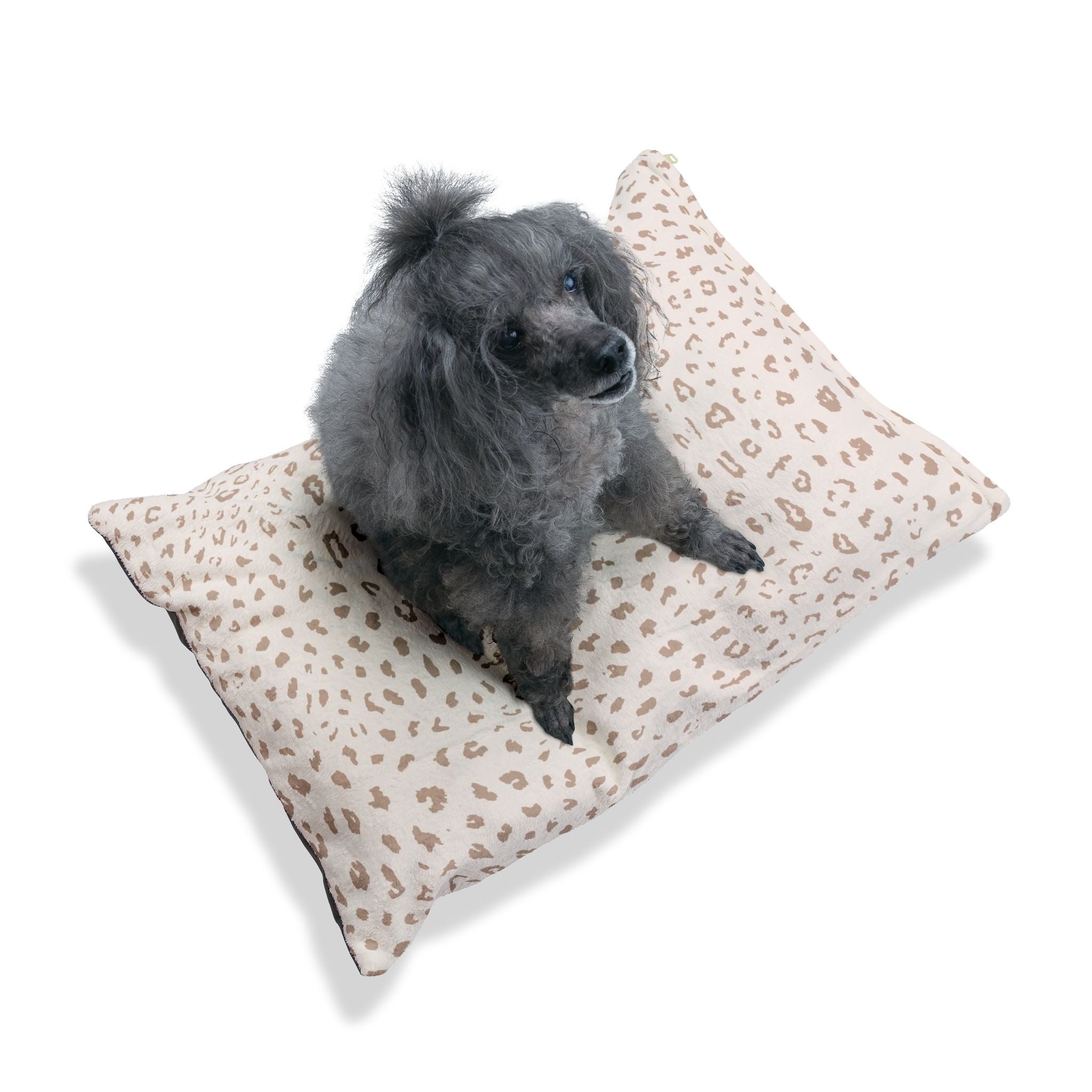 Luxury Neutral Leopard Print Pet Bed - Plush Cozy Cushion for Dogs & Cats