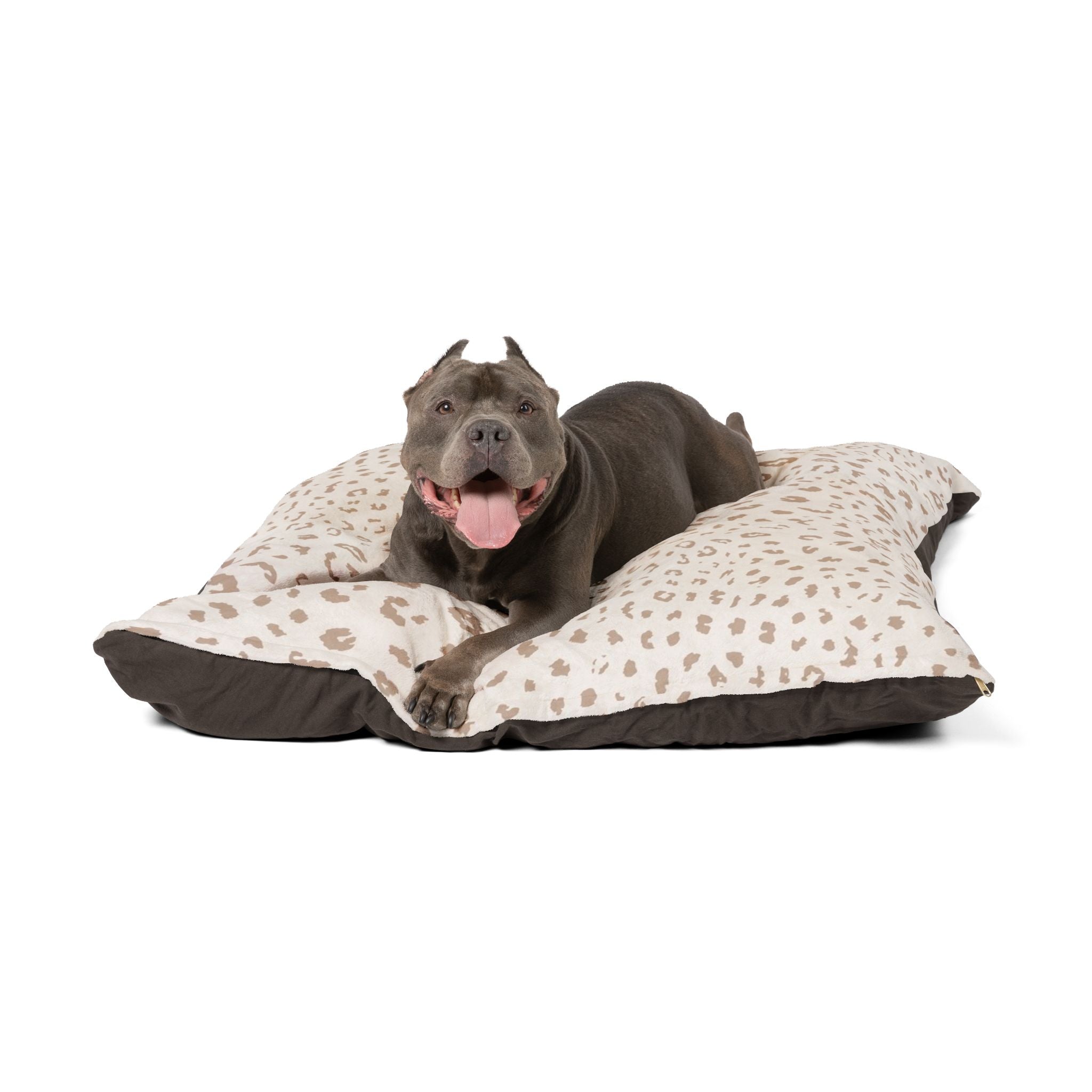Luxury Neutral Leopard Print Pet Bed - Plush Cozy Cushion for Dogs & Cats
